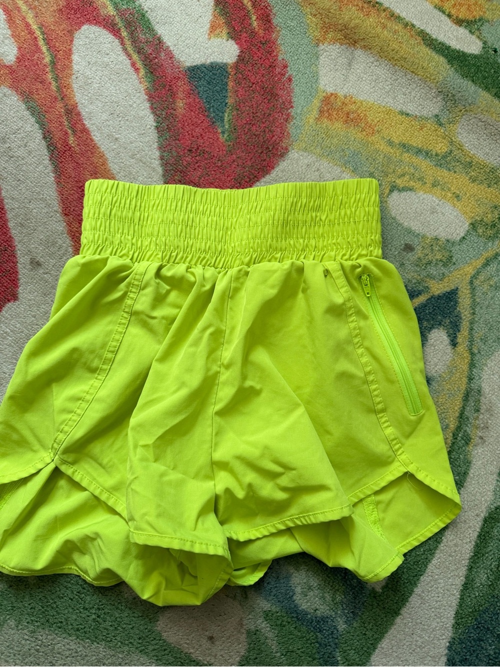 Neon Yellow Women’s Athletic Shorts with Elastic Waist